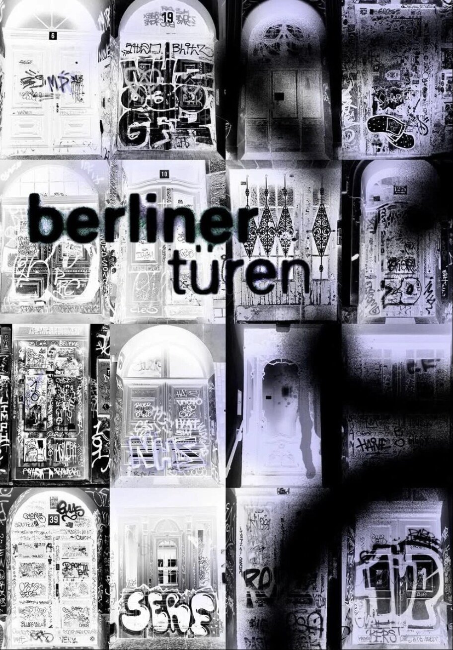 Poster collaging photographs of Berlin doors